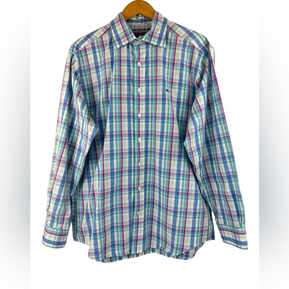 Vineyard Vines Mens Plaid Button Down Shirt Long Sleeve Slim Fit Whale Sz M